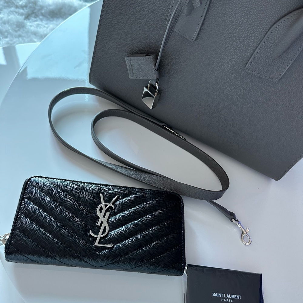YSL Monogram Zip Wallet Black - Picture 5 of 7